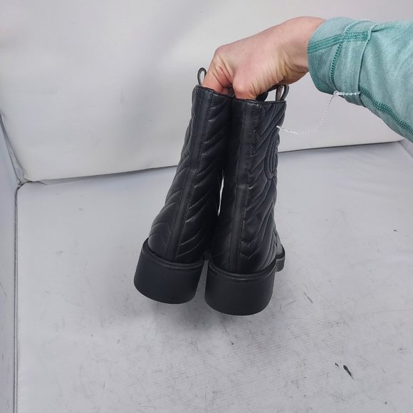 GUCCI Black GG Heart Chevron Nappa Matelasse Ankle Boot - Picture 13 of 13